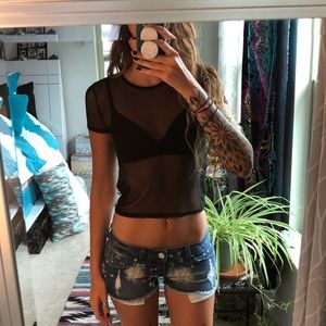 black mesh crop top